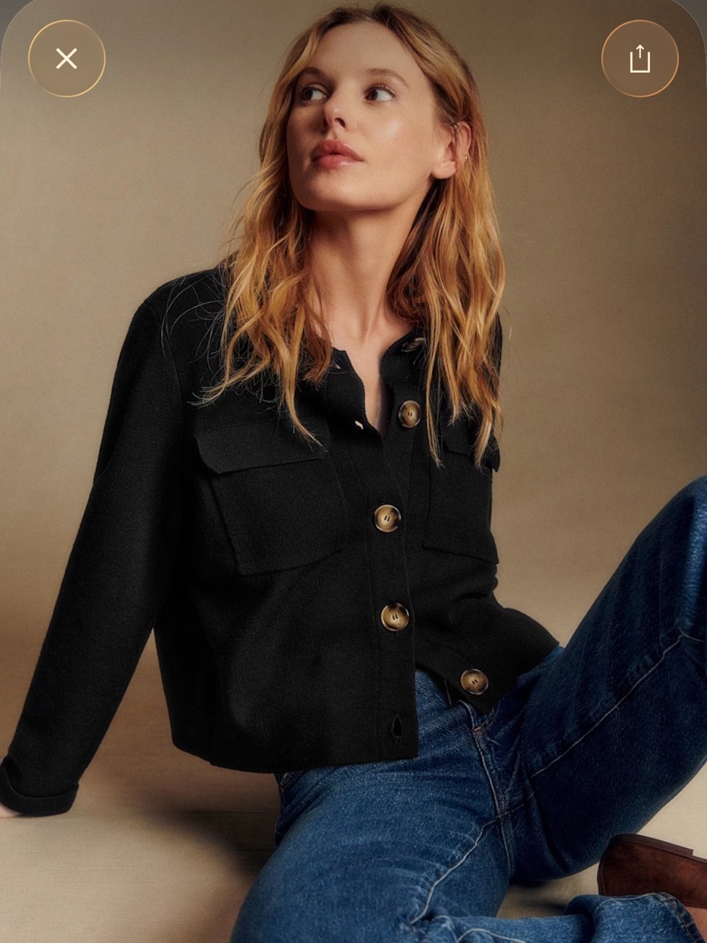 Final Price-No Offers! Sezane Betty Black Button-Front Pocket Jacket- Size Small
